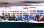Пресс-конференция по итогам мужской эстафеты на Чемпионате мира в Хохфильцене
